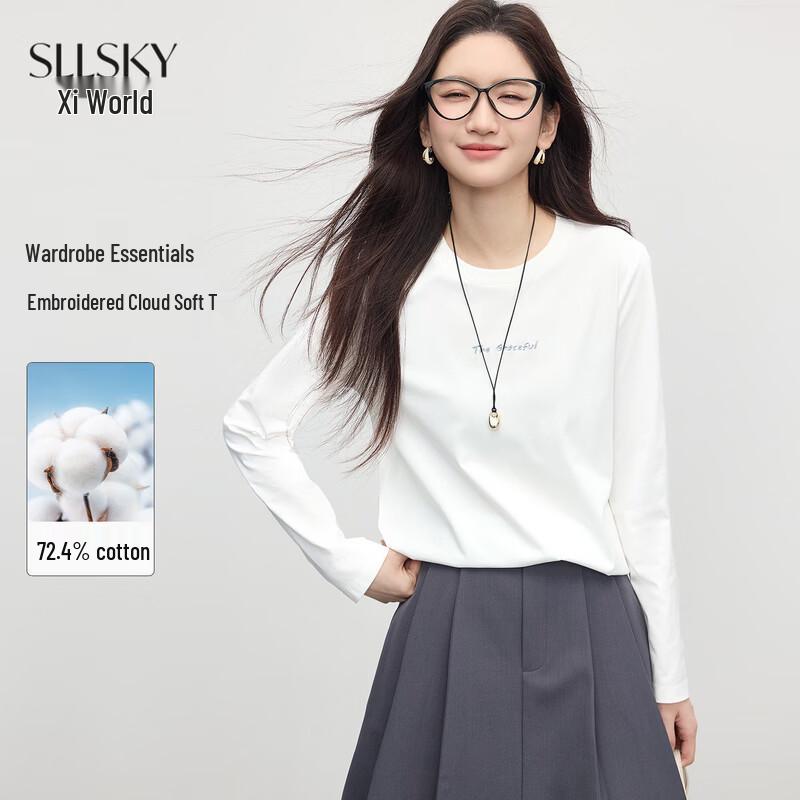

Sllsky Women s Letter Embroidered Long Sleeve T-Shirt