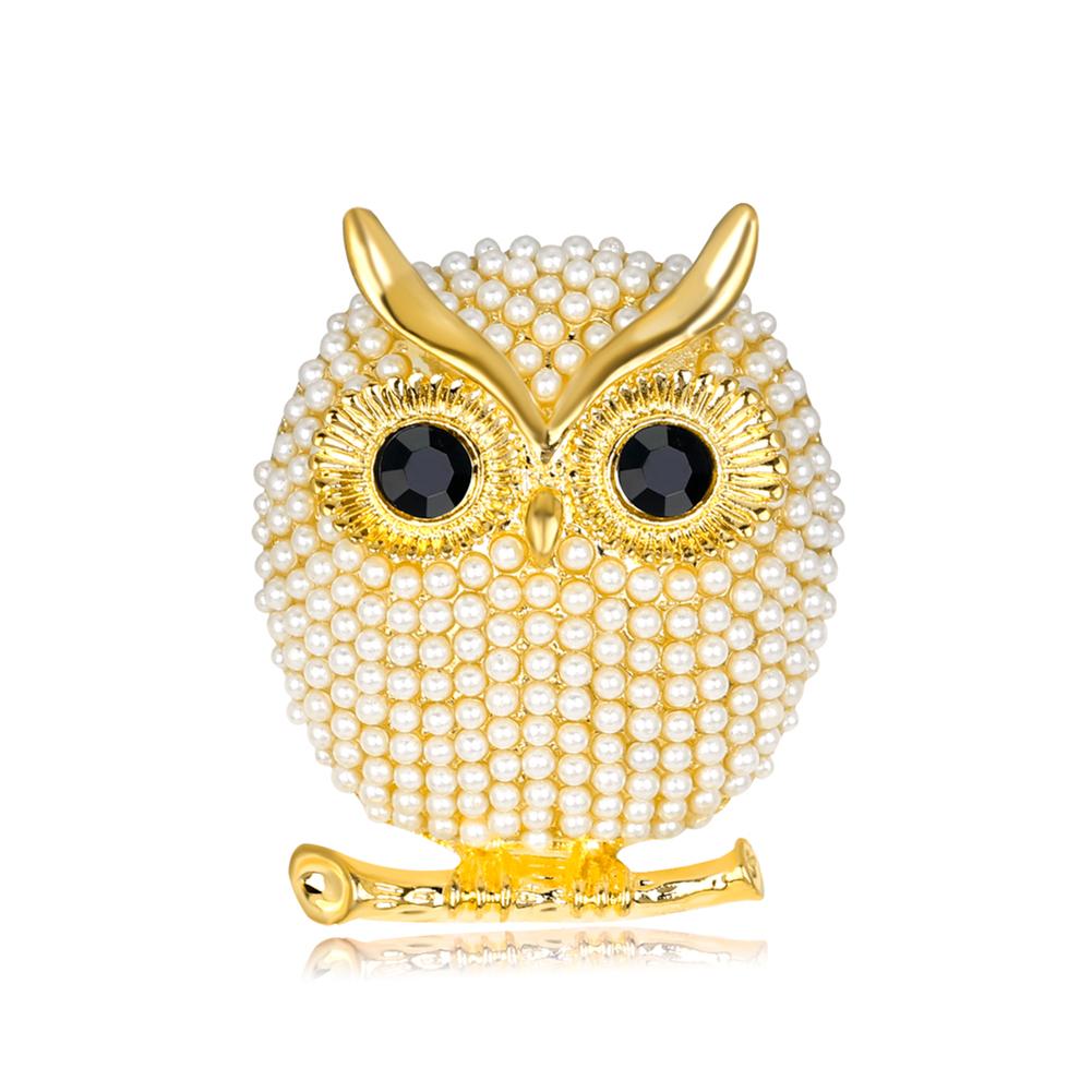 Women Pearl Brooches Cartoon Owl Animal Brooches Party Accessories Wedding Decoration Christmas Jewelry Brooch