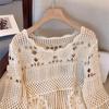 DIMANAF 2025 New Summer Women Bat T-Shirt Basic Lace Fashion Tops Lace Tees Casual Loose Tees