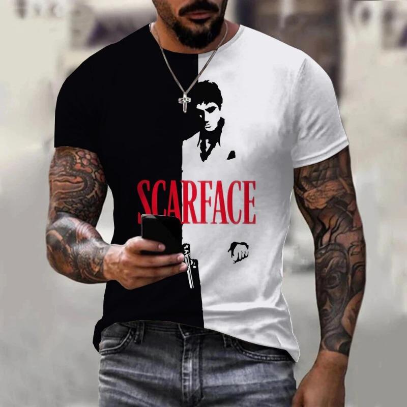 Scarface Film Classico Stampa 3D Sportiva Asciugatura Rapida Traspirante Maglietta da Uomo Outdoor Strada Harajuku Moda Casual Fan Manica Corta