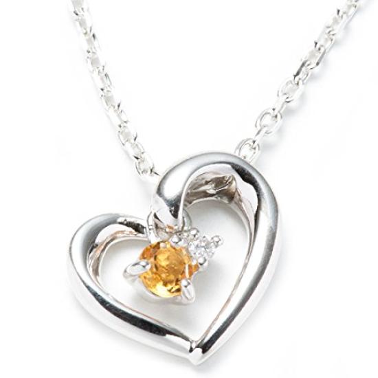 Gift Wrapped Necklace with 4C Pendant and Open Heart November Citrine [Set] 4℃ Women's Design, Birthstone, (111614121817)