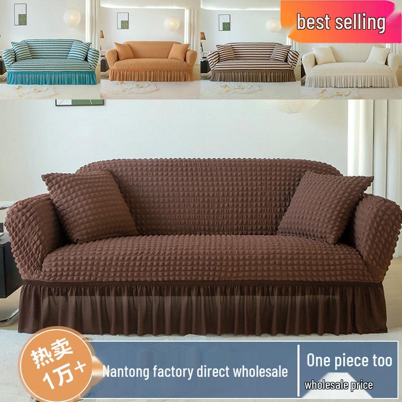 Dehnbarer Seersucker Sofabezug, Atmungsaktiv & Staubdicht; Passt auf L-förmige Dreisitzer-Chaiselongue.