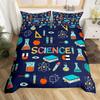 Science Theme Bedding Set Twin Boys Girls Science Formula Print Back To School Duvet Cover Math Chemical Style Comforter Cover