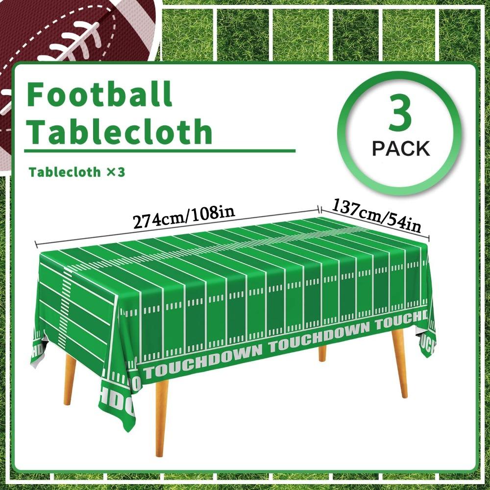 

3pcs Football Theme Party Disposable Tablecloth Plastic Touchdown Table Cover for Birthday Football Party Games Decoration 3pcs