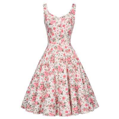 Sexy Vest Printed Hepburn Skirt Retro A-shaped Skirt Single-breasted Decoration