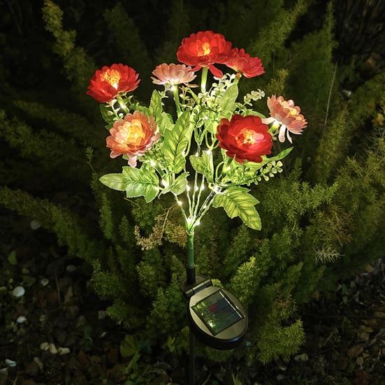 Sztuczny Lotos Śnieżny Lampa Solarna z Palikiem Odporna na Warunki Atmosferyczne Zewnętrzny Ogród Podwórko Ścieżka Patio Podwórko Trawnik