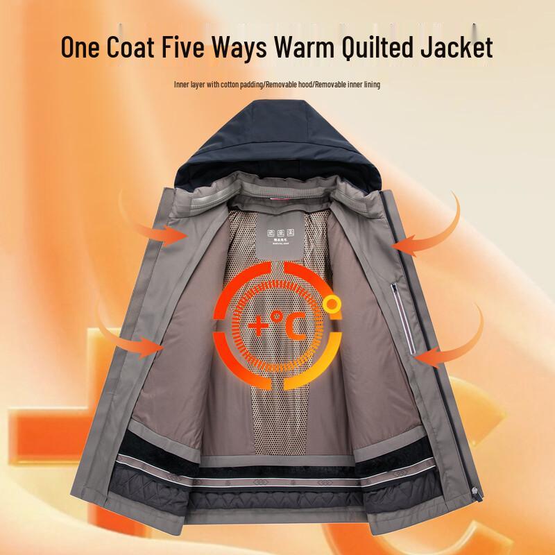 ROMON Men's Business Casual Hooded Padded Jacket LH28