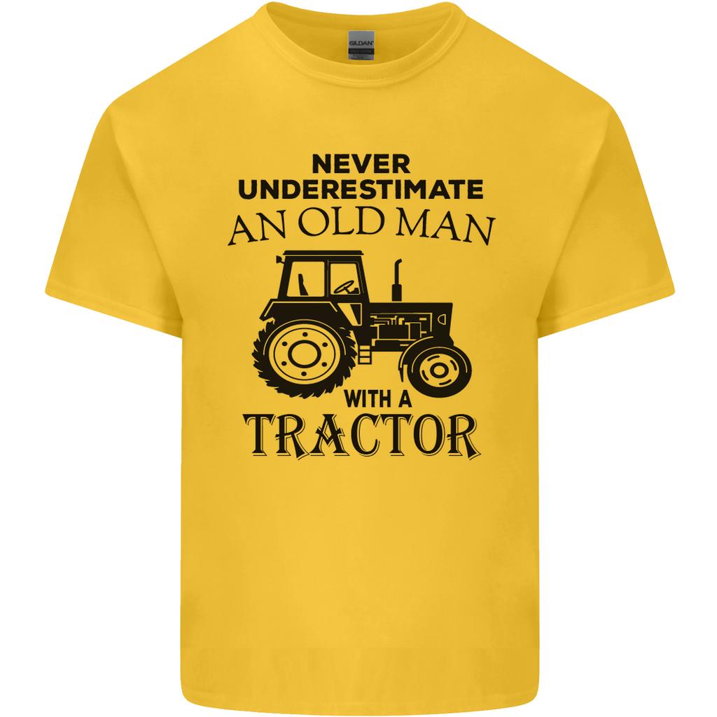 Old Unisex With a Tractor Driver Farmer Farm Unisexs Light Cotton TShirt