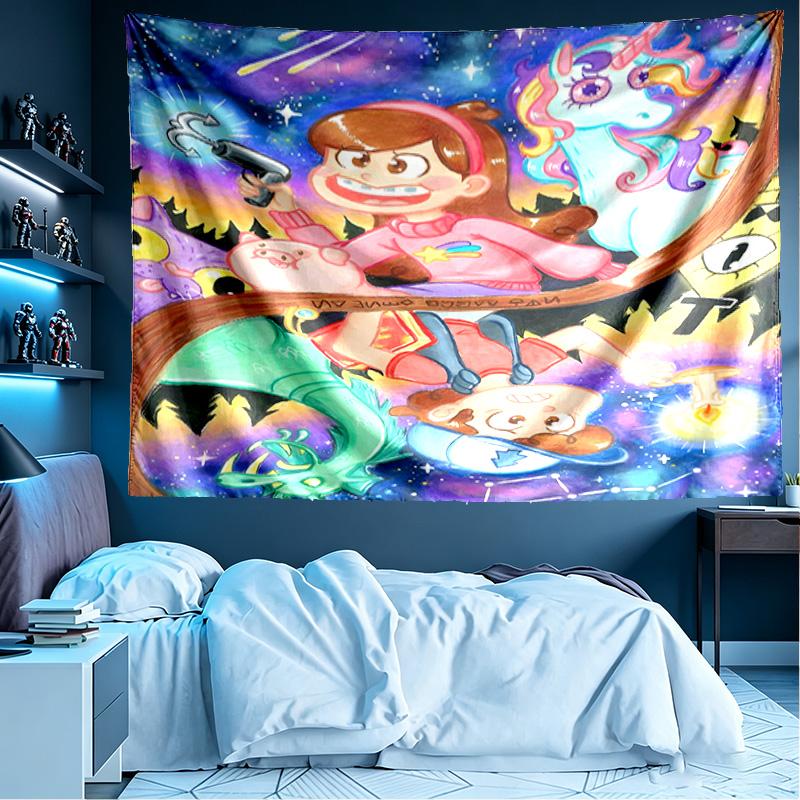 Gravity Falls Print Tapestry, Lightweight Wall Hanging, for Bedroom, Dorm, Living Room, Home Art Decor, Birthday Christmas Gift for Friends
