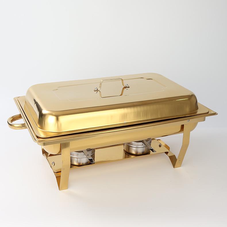 Gold-Plated Stainless Steel Folding Lid Buffet Burner Chafing Dish