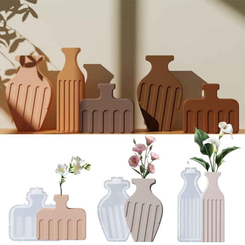 Simple Vase Silicone Molds Planter Molds Home Decors Cement Crafting Molds Silicone Sculpture Molds for Making Flowerpot