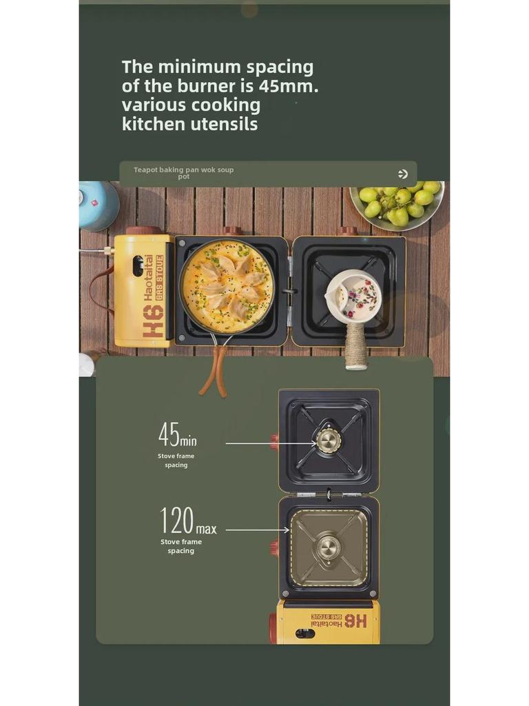 2024 Compact Folding Double-Head Multi-Purpose Camping Stove