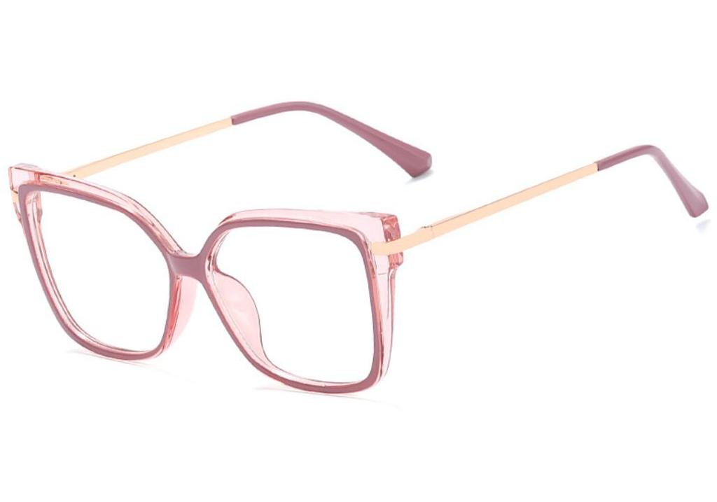 Gafas de Óptica de Moda para Miopía Mujer Montura Cuadrada Grande Estampado Leopardo Metal Filtro Luz Azul para Ordenador Ligeras 0~-6