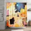 Abstract Colorful Shower Curtain Set Bathroom Decorations With 3D Printed Polyester Waterproof Shower Curtains In Yellow Orange