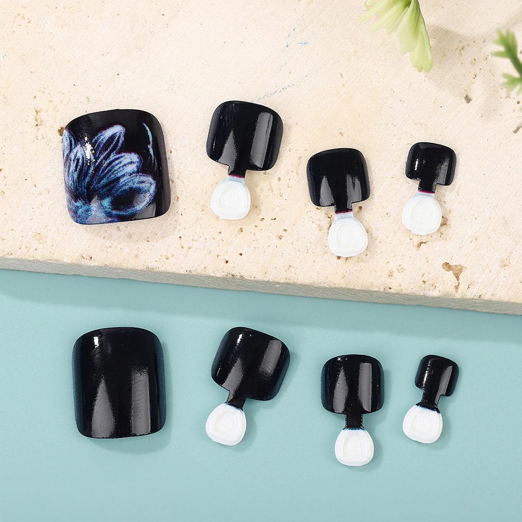 Light-Blue Petal Design False Toenails 24 Pieces Durable ABS Material Comfortable Lightweight