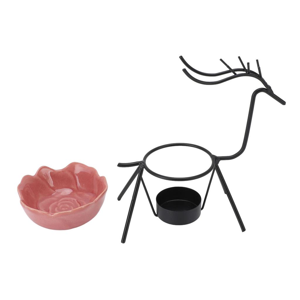 Pink Deer Iron Art Aromatherapy Burner Set Metal Essential Oil Burner Candle Holder for Home and Off