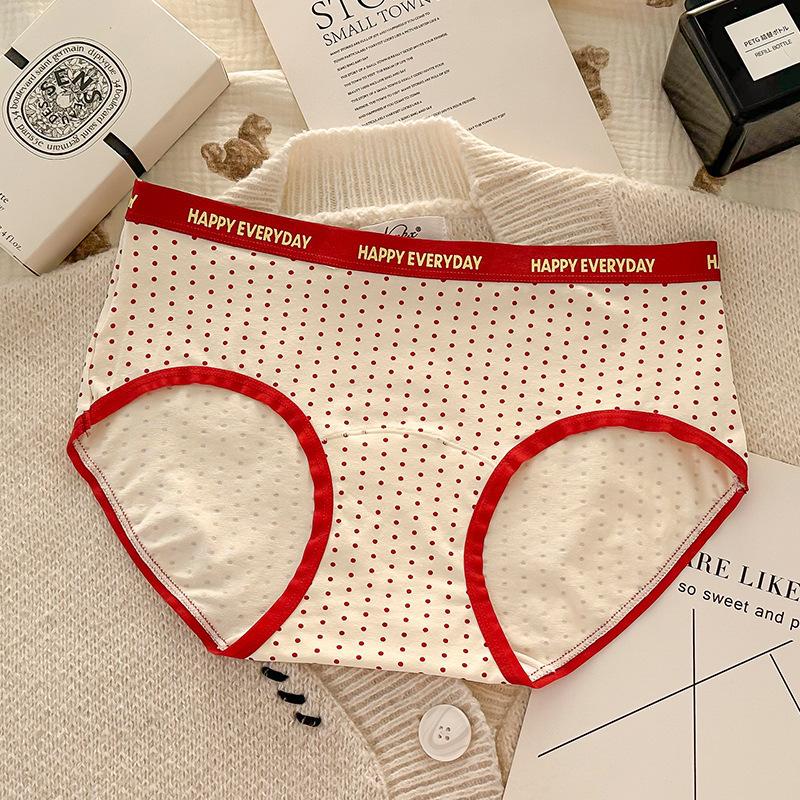Plus Size Girl Benming Year Red Cotton 10A Antibacterial Extension Crotch High Waist Briefs