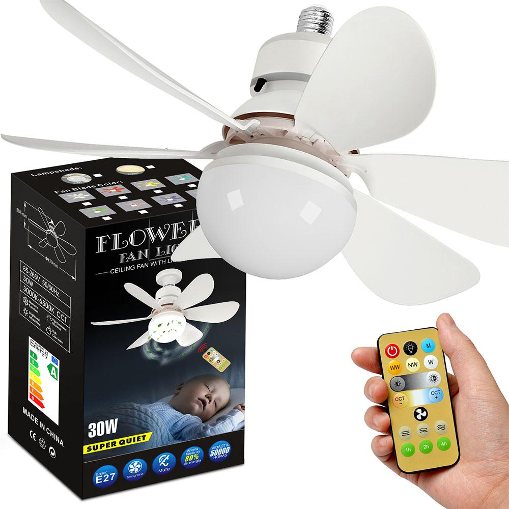 

42/52cm LED CeIling Fan Light E26 E27 Base Wireless Remote Smart Fan 3 Adjustable with Lighting Modes for Living Room Home Fans 42cm&6
