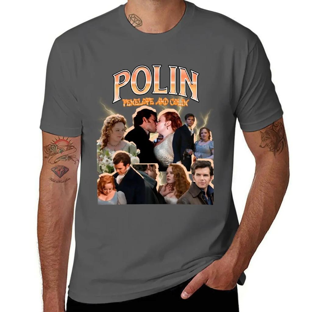Polin T-Shirt Anime T-shirt Graphic Shirts T-shirts Man Black T-shirts for Men