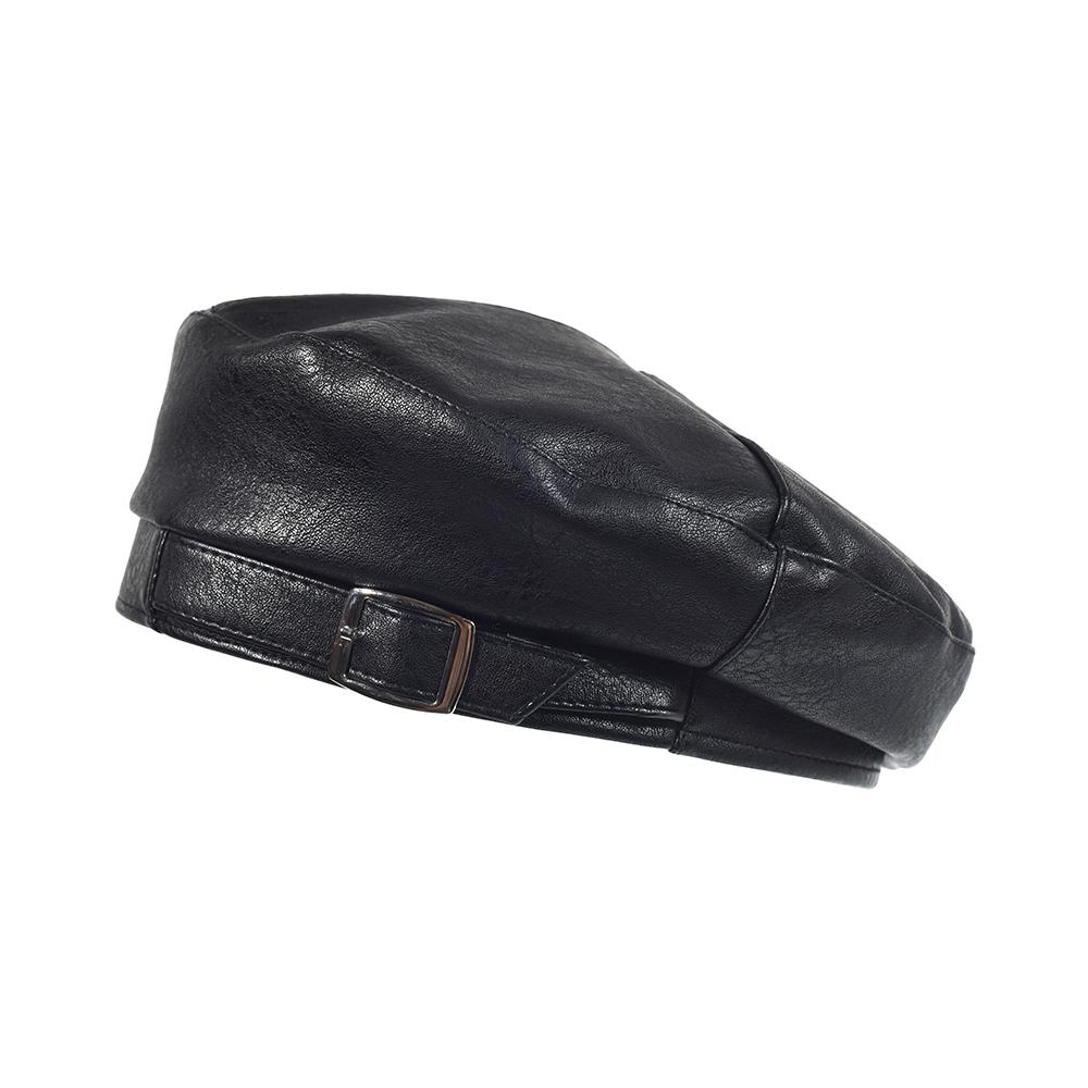 New Fashion Leather Cap Solid Beret Hat Women Cap Female Ladies Beanie Beret Girls PU Hat