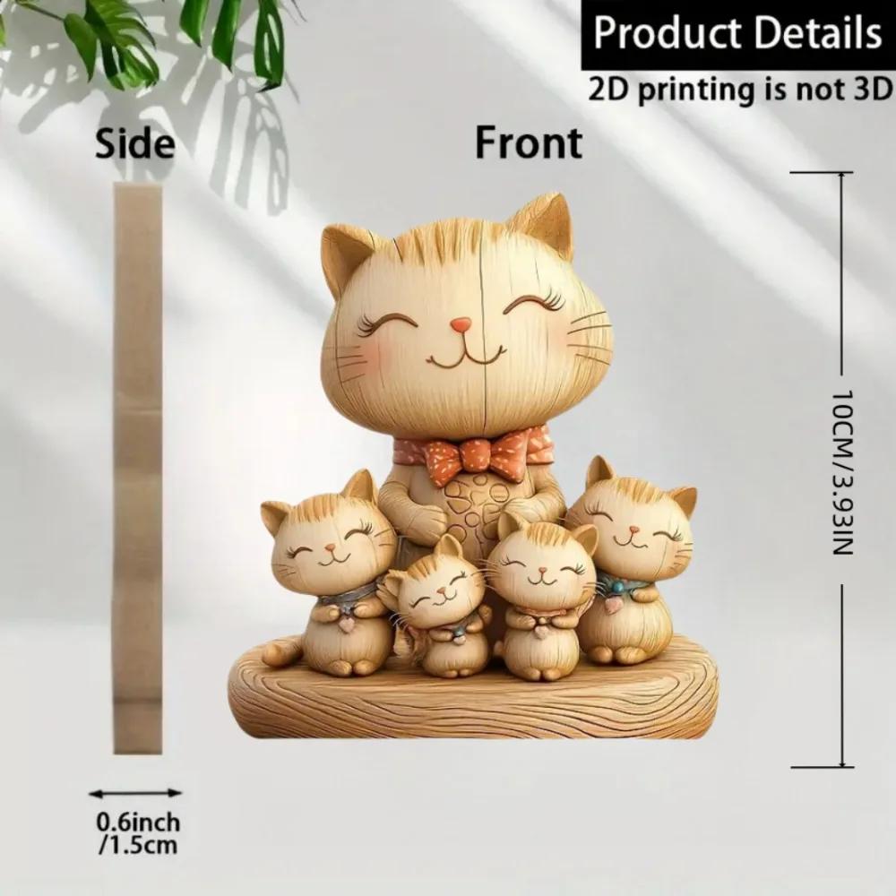 Minimalist 2D Flat Natural Wood Grain Cat Dog Rabbit Couple Figurine Home Tabletop Decor Lover Gift Wood Animal Figurine