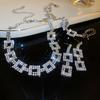 Light Luxury Style Diamond-set Double-layer Square Geometric Choker Necklace Fashion Temperament Collarbone Chain Necklace