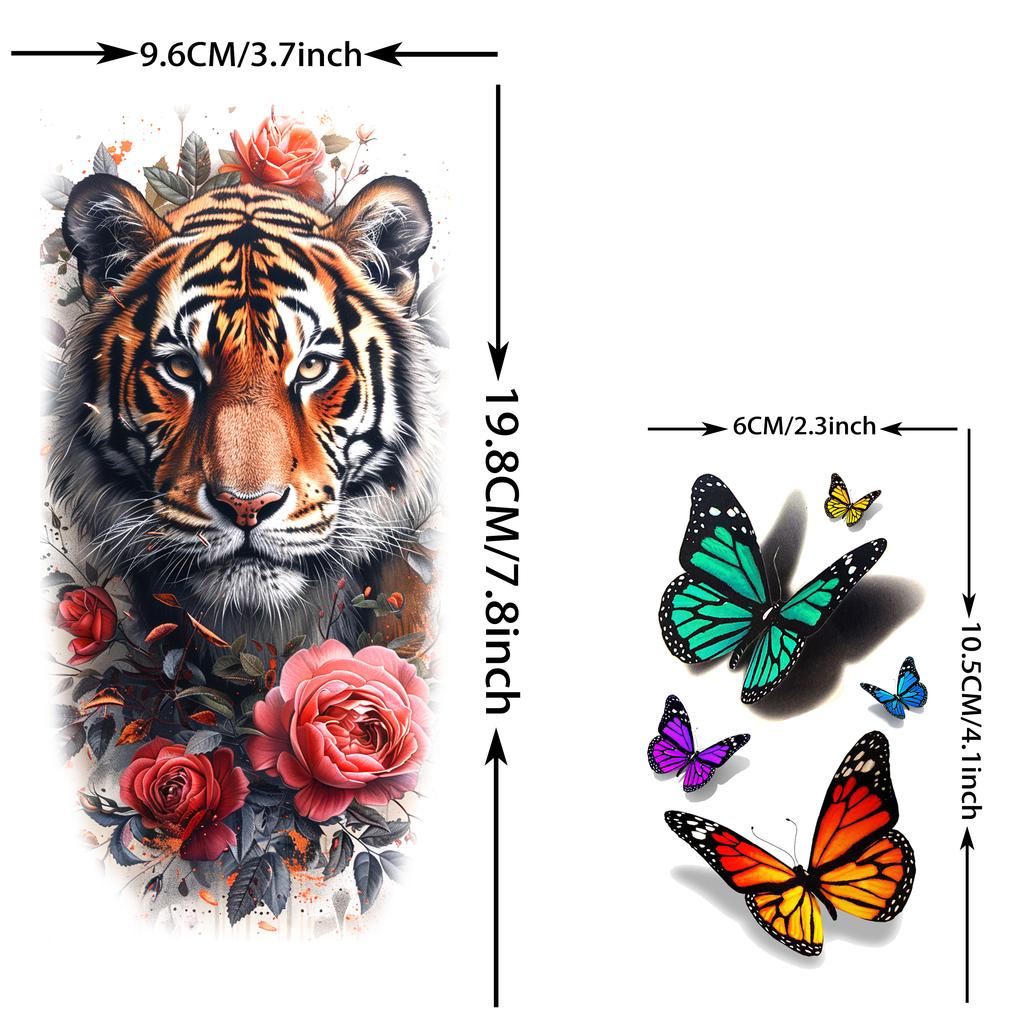 69 Sheets Watercolor Animals Temporary Tattoos Lion Fox Owl Cat Tatoos Long Lasting Waterproof Fake Tattoos Arm Hand Leg Sticker