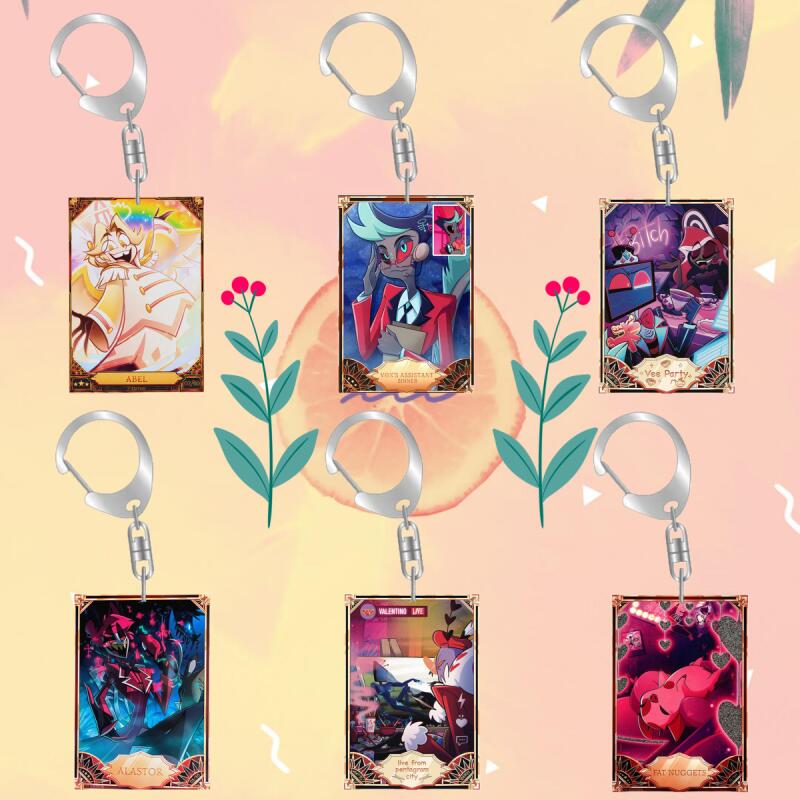 Anime Cartoons Acrylic Key Chain for Abel Peppermint 3 Vees Alastor Fat Nuggets Card Key Buckle Self-Made Student Bag Pendant