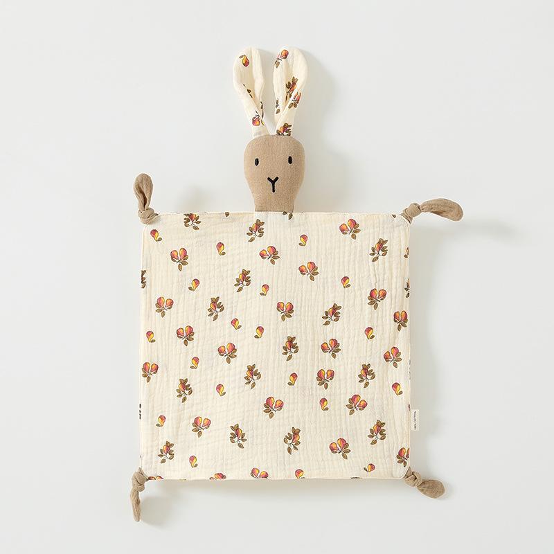 Pure Cotton Baby Comfort Toy: Rabbit Sleep Companion Crinkle Handkerchief