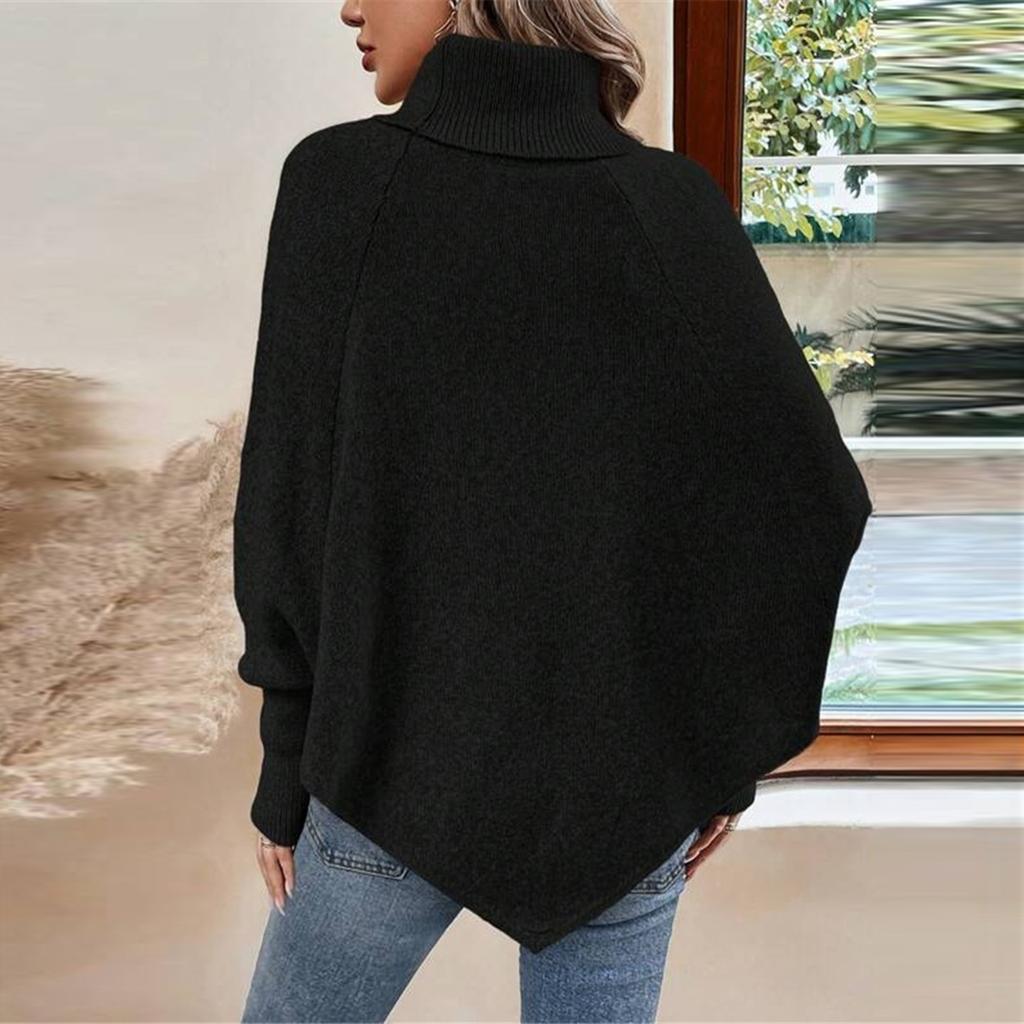 Women's Fashion Casual Cable Knit Turtleneck Button-Decorated Long Sleeve Sweater