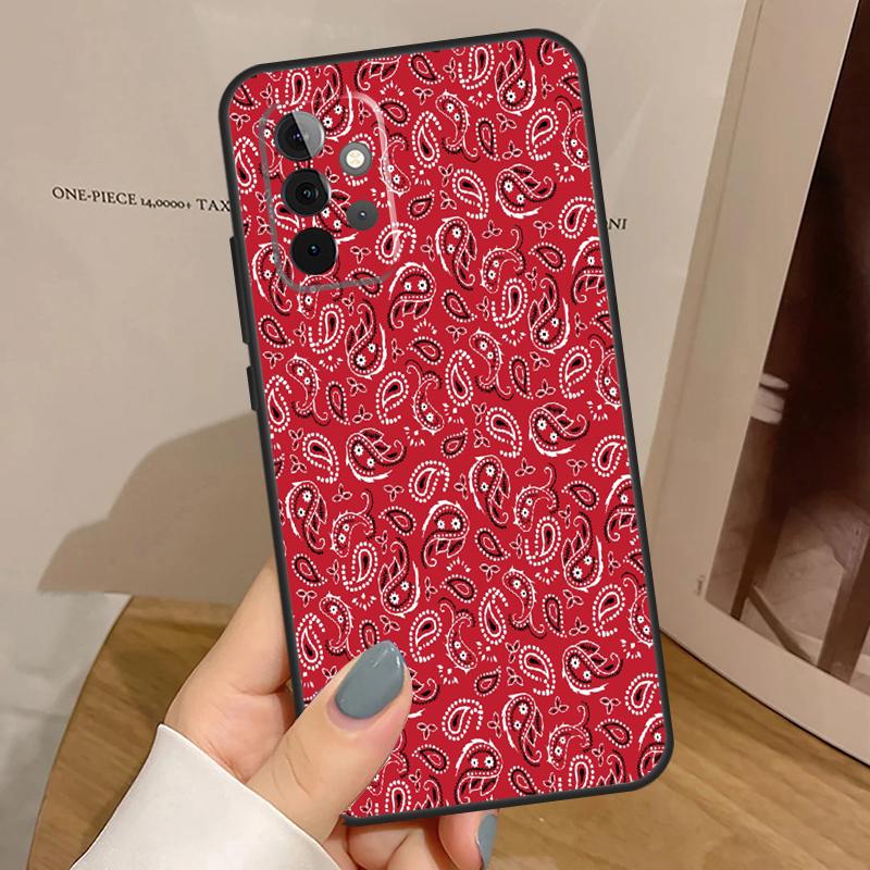 Red Bandana Paisley Case For Samsung Galaxy A55 A35 A15 A54 A34 A14 A33 A53 A13 A23 A17 A06 A16 A56 A36 A32 A52
