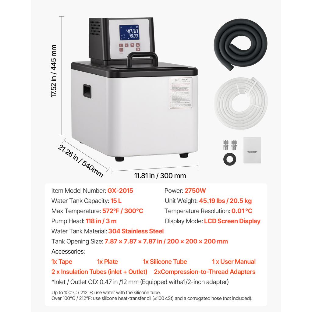 SucceBuy Laboratory High-Temperature Circulating Oil Bath Up to 212°F/572℉ 0.1℃ High Precision Dual Circulation for Laboratory