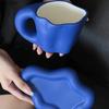 Blaue Keramiktasse, Büro-Wassertasse, Nachmittagstee, Kaffeetasse und Untertasse, Set mit Frühstücksmilch, europäisches, kreatives Trinkset für zu Hause
