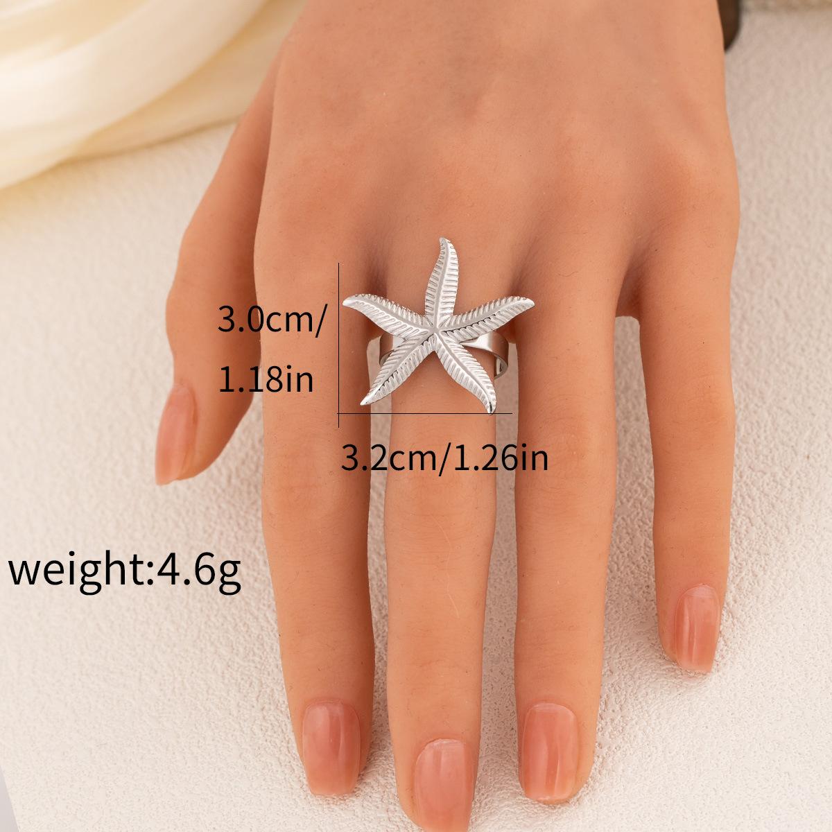 1Pcs Lady sea star-shaped stainless steel open ring - a simple yet bold jewelry piece