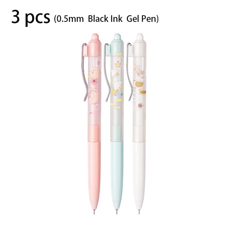 

Deli 3pcs 0.5mm Black Ink Quick-drying Kawaii Gel Pen Cute Pen Stationery School Supplies Office Supplies Signing Pen Gift black