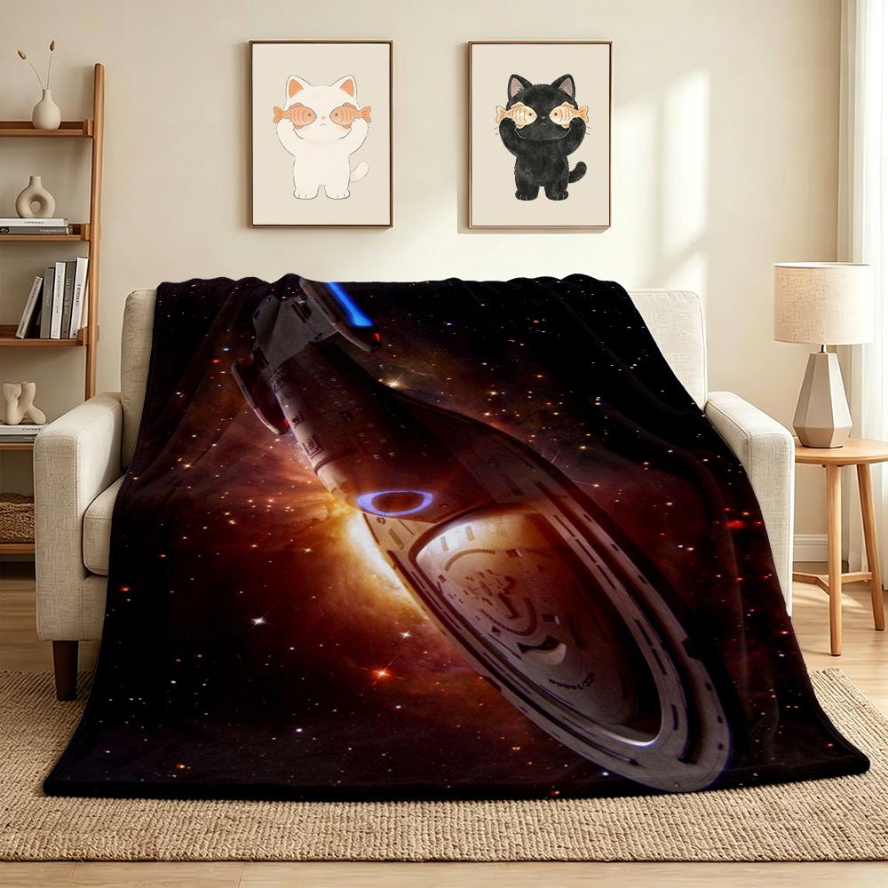 Space Ship Flannel Blanket Throw Blanket Soft Warm Sofa Bed Camping Home Decor Unique Christmas Gift C9261961