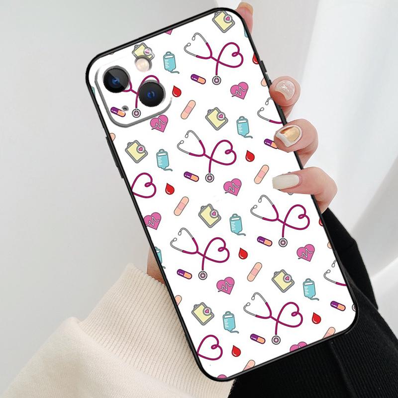 Cute Stethoscope Heart Phone Case For iPhone 17 Pro Max 16 15 11 13 12 14 Pro Max mini 15 16 Plus 16e 17 Air Cover
