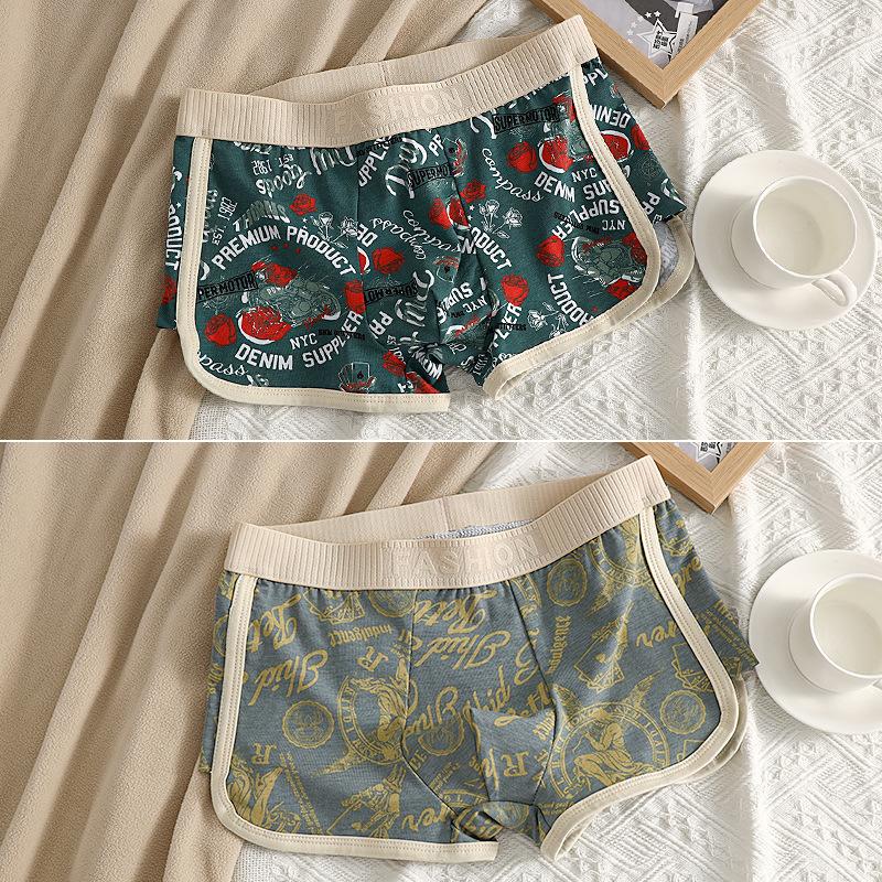 1/2/3 PCS Fashion  Men's Underwear Printed Sexy U Bulge Pouch Mens Boxers Seamless Breathable Comfortable Mid Waist Underwear for Men