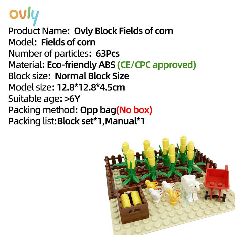 

Ovly Farm Fields of Corn MOC Parts Set with Cornfield Animals Sheep Chick Trolley DIY Building Block Kit Kids Gift with Manual