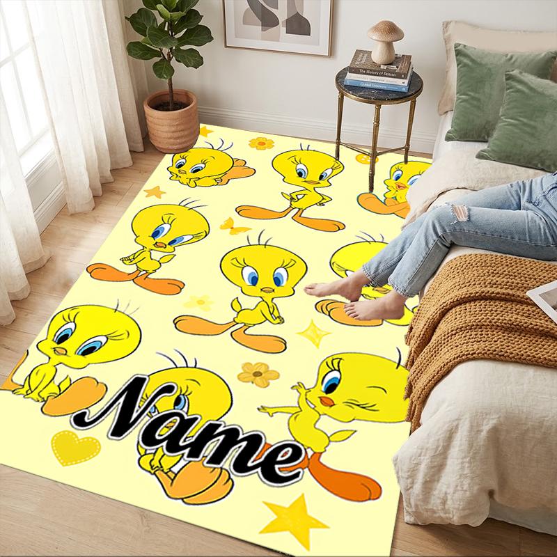 Custom Name Tweety Bird Living Room Non-Slip Area Rug Soft Carpet for Bedroom Kids Playroom Sofa Office Home Decor Doormat