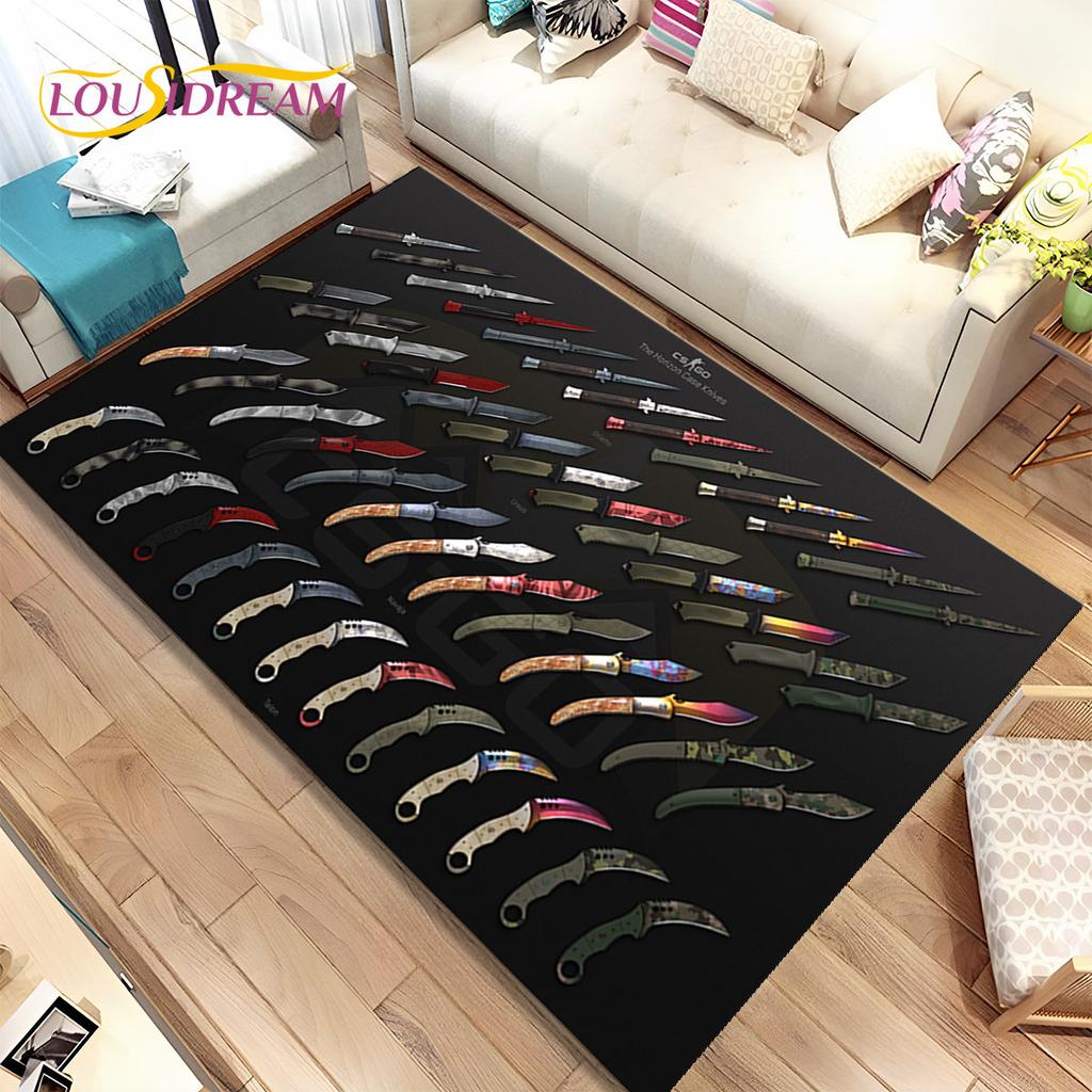 CS,knife,Swiss Knife Sword Games Area Rug,Carpet Rug for Home Living Room Children Bedroom Sofa Doormat Decor,Non-slip Floor Mat