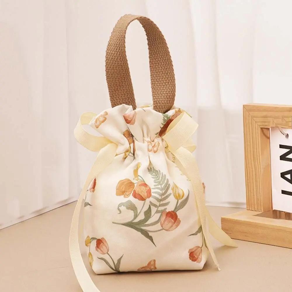 Sacs Cadeaux de Noël Toile Fleur Cordon de Serrage Sac d'Emballage Noël Mariage Bonbons Bijoux Emballage Sac Cadeaux Boîte à Sucre