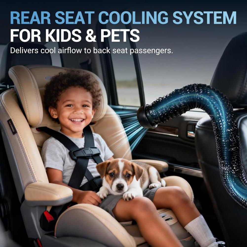 Air Conditioning Ventilation Hose for Porta Split Car Back Seat, Portable Car Air Duct with USB Flow Fan, Adjustable Air Pipe
