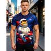 Summer Fashion Men's Fun Cat 3D Printed T-shirt Comfortable Soft Breathable Loose Large Casual Sports Versatile Short Sleeve T-shirt