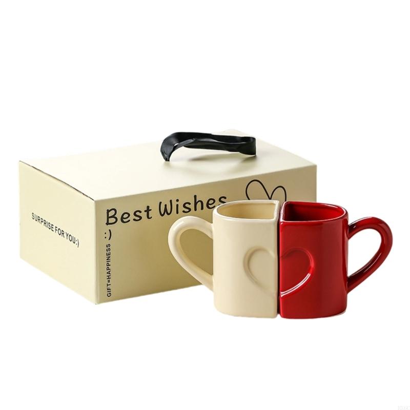2er-Set Keramiktassen mit Herz-Puzzle-Design, bequemer Griff, Kaffeetasse für Paare, Romantiker, Valentinstagsgeschenk HX6C