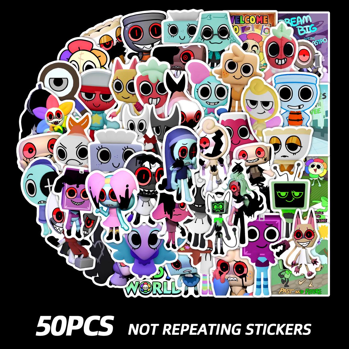 Dandy s World 50-Sheet Sticker Set for Decorating Phone, Water Bottle, Luggage, and Computer 50 pieces, non-repeating