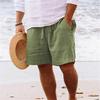 Summer Mens Linen Solid Color Short Lightweight Gym Pants Cotton Beach Shorts Men Fitness Sport Large Breathable Short Homme
