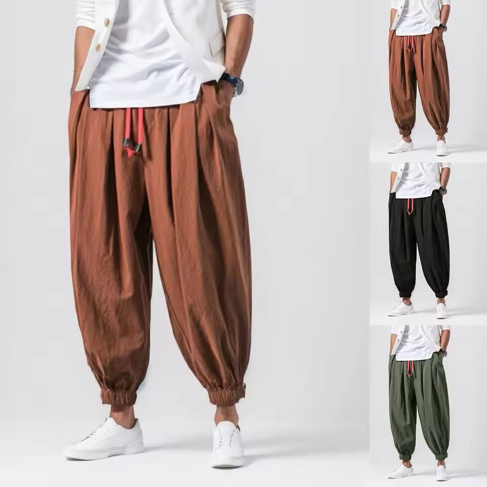2024 Men's American Style Loose Lantern Cuffed Wide-leg Harem Pants