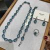 Natural Blue Crystal Necklace Irregular Section Niche Design Sense Collarbone Chain, Light Luxury High Sense