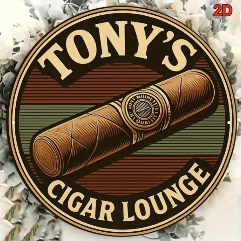 Vintage Tin Sign Metal Wall Art Tony Cigar Lounge Bar Decor